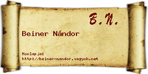 Beiner Nándor névjegykártya